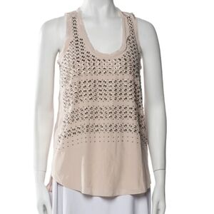 Rebecca Taylor Silk Light Pink Embellished Tank Top